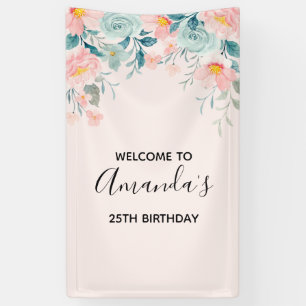 Pink & Green Floral Border Banner