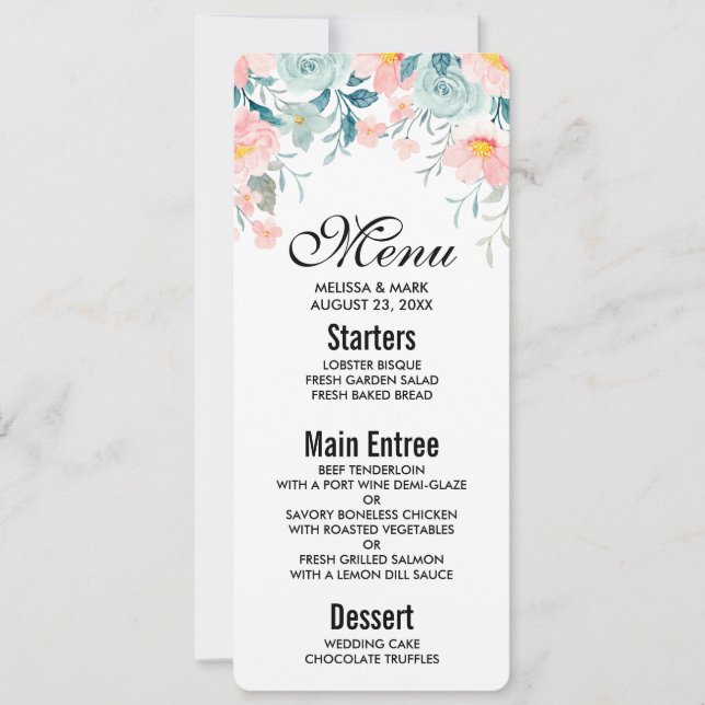 Pink & Green Floral Border Invitation (Front)