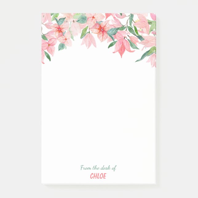 Pink Green Floral Border Post-it Notes (Front)