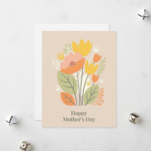 Pink Green Floral Bouquet Happy Mother's Day Holiday Card