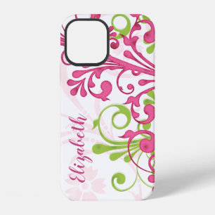 Pink Green Floral Custom Name iPod Touch Case