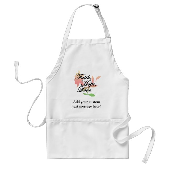 Pink/Green Floral Faith Hope Love Standard Apron (Front)