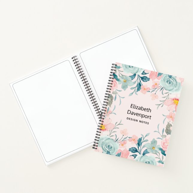 Pink & Green Floral Frame Notebook (Inside)