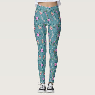 Pink & green Floral Pattern Leggings