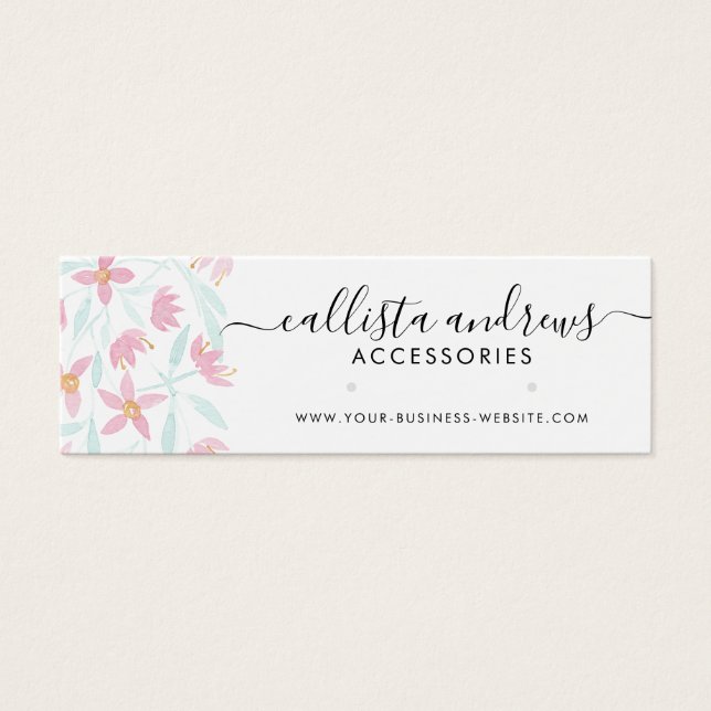 Pink Green Floral Watercolor Earring Display (Front)