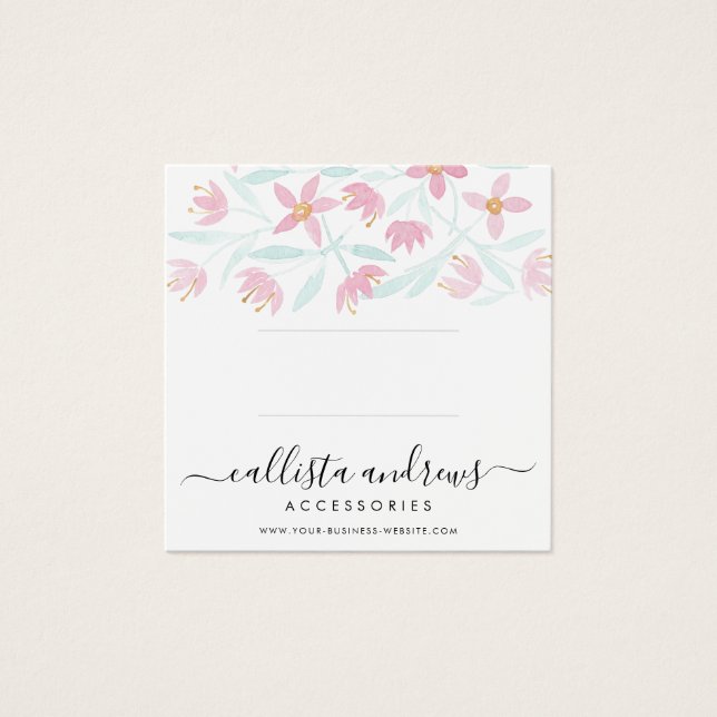 Pink Green Floral Watercolor Hair Clip Display (Front)
