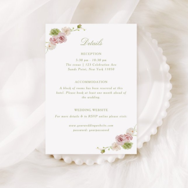Pink Green Floral Wedding Enclosure Card (Creator Uploaded)