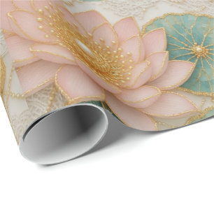 Pink & Green Floral Wrapping Paper