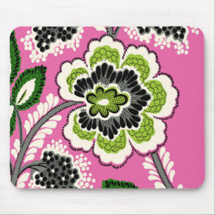 Pink Green Flowers Mousepad