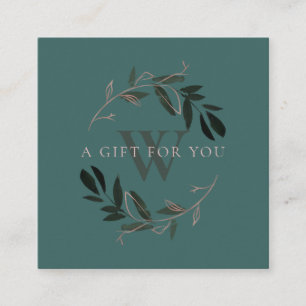 PINK GREEN FOLIAGE INITIAL WREATH GIFT CERTIFICATE