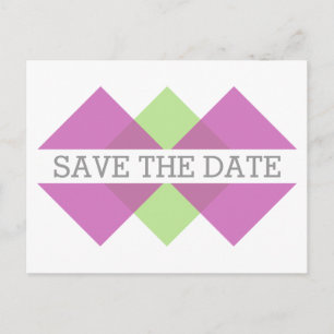 Pink Green Geometric Triad Save the Date Postcard
