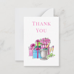 Pink Green Gifts Champagne Glasses Card