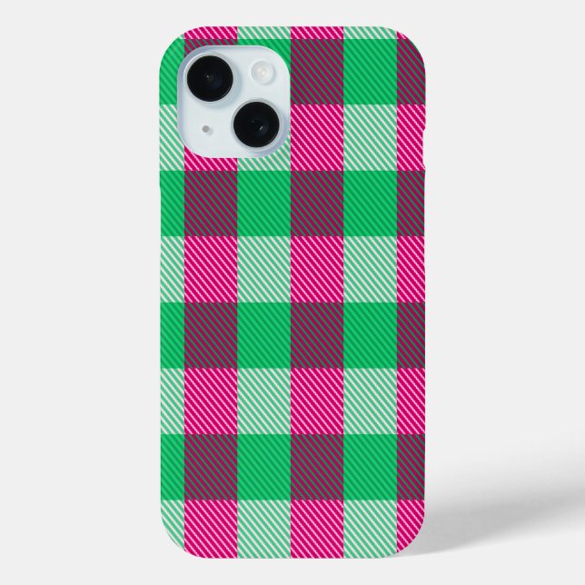 Pink Green Gingham Check Design  Case-Mate iPhone Case (Back)