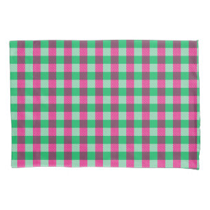 Pink Green Gingham Check Design  Pillowcase