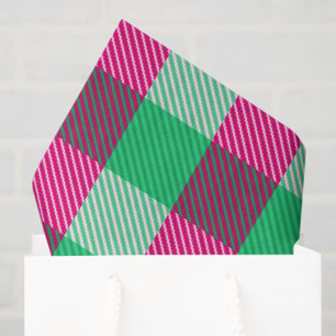 Pink Green Gingham Check Design Tissue Paper