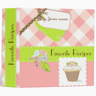 Pink/Green Gingham Personalized Recipe Book Binder