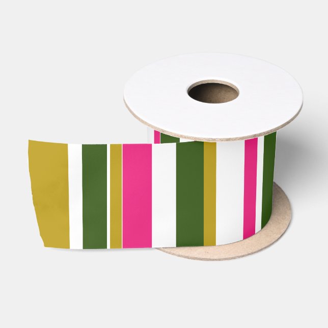 Pink Green Gold Satin Ribbon (Spool)