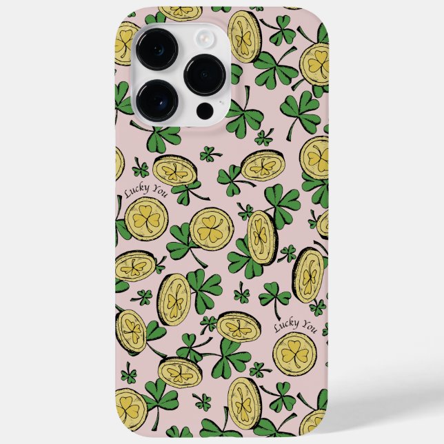 Pink Green & Gold St Patrick's Lucky You Shamrock Case-Mate iPhone Case (Back)