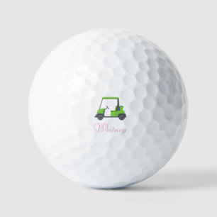 Pink Green Golf Cart Personalized funny Golf Balls