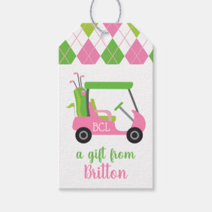 Pink & Green Golf Personalized Gift Tags