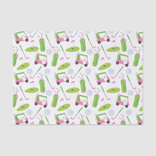 Pink & Green Golf Tissue Paper (Front)