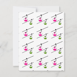 Pink & green gondolas  holiday card