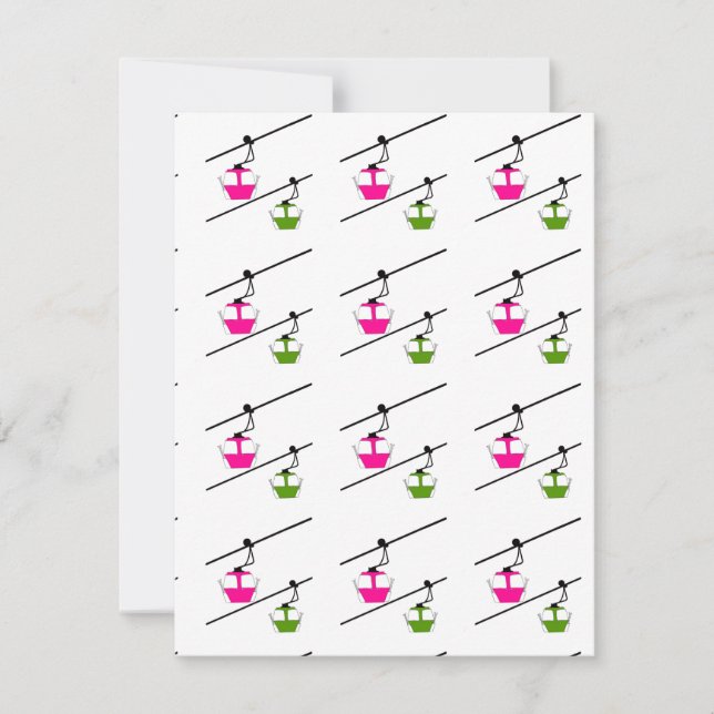 Pink & green gondolas  holiday card (Front)