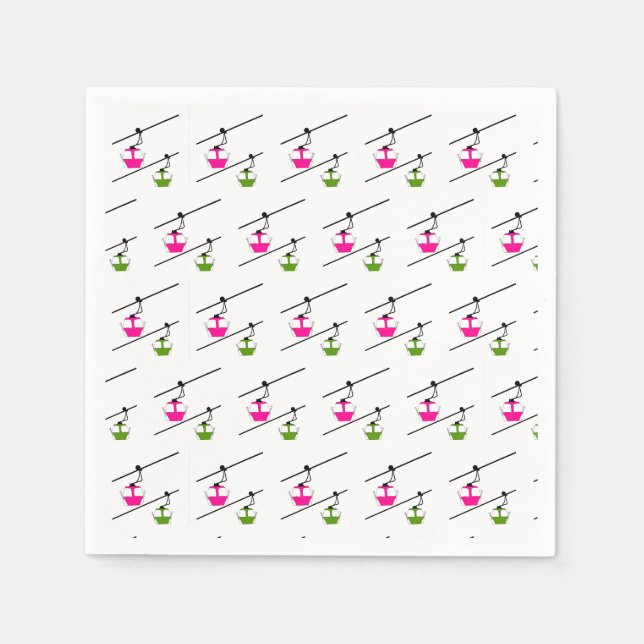 Pink & green gondolas napkin (Front)