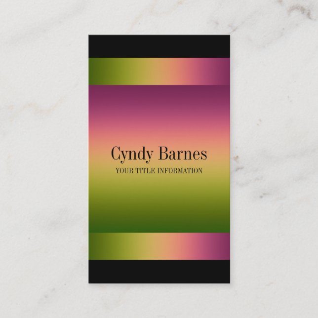 Pink Green Gradient sur le Carte de visite noir (Devant)