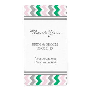 Pink Green Grey Chevron Wedding Labels
