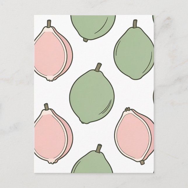 Pink Green Guava Pattern Postcard (Front)