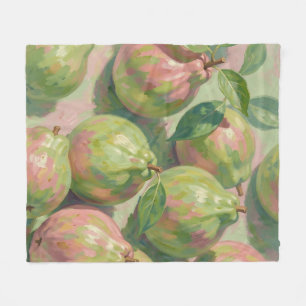 Pink Green Guava Still Life Fleece Blanket