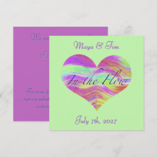 Pink & Green Heart Save the Date Invitation