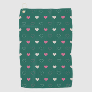 Pink & Green Heart Seamless Pattern Cute Minimal Golf Towel