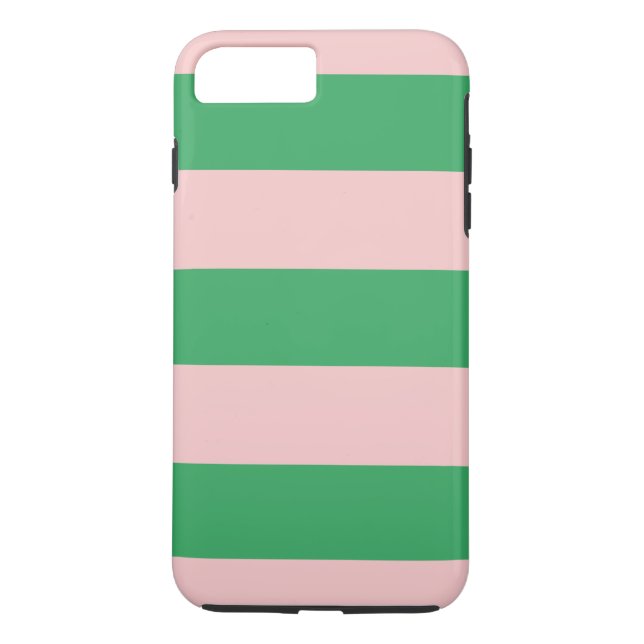 Pink & Green Horizontal Stripe Any Size Phone Case (Back)