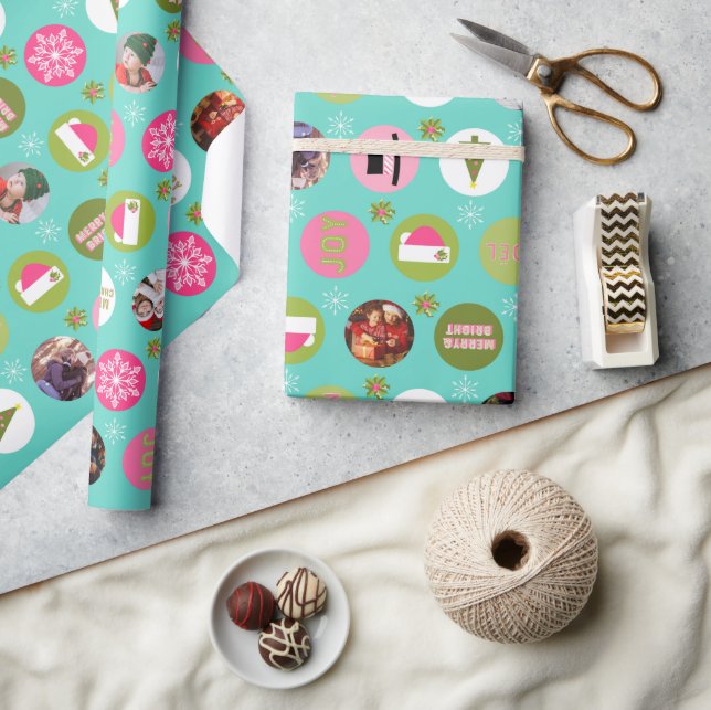 Pink Green l Christmas Photo Wrapping Paper (Crafts)