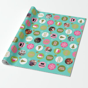 Pink Green l Christmas Photo Wrapping Paper