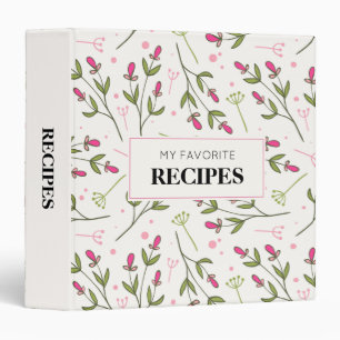 Pink & Green Long Stem Wildflowers Pattern Recipe Binder
