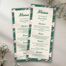 Pink Green Lotus Lanterns Indian Wedding Menu