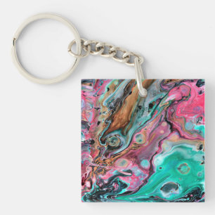 Pink & Green marble Keychain