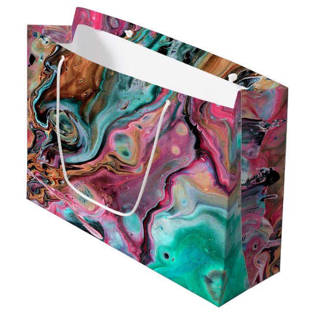 Pink & Green marble  Large Gift Bag (Front Angled)
