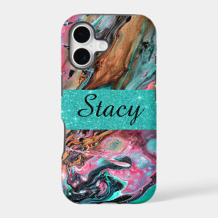 Pink & Green marble personalized Case-Mate iPhone