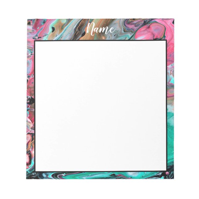 Pink & Green marble personalized Notepad (Front)