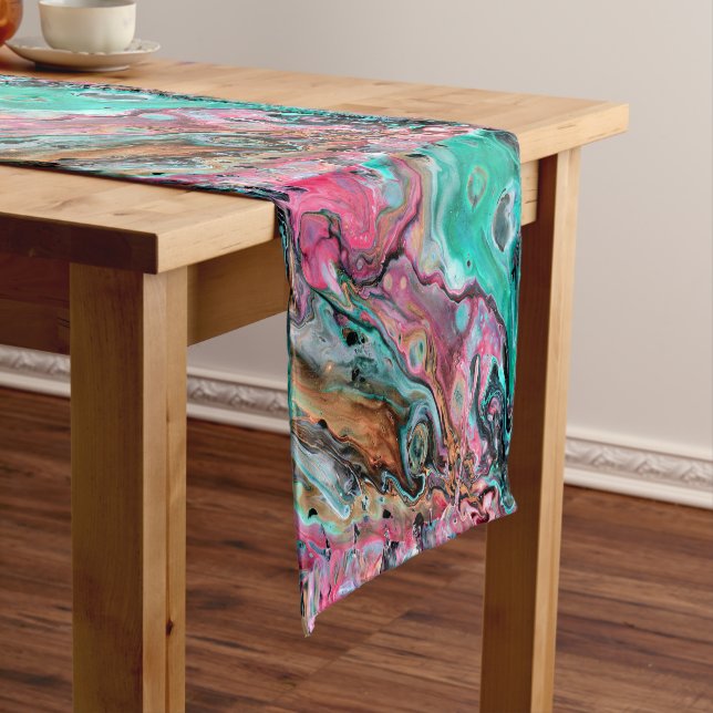 Pink & Green marble  Short Table Runner (In Situ)