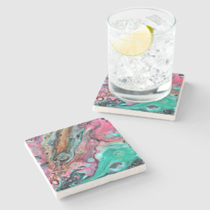 Pink & Green marble  Stone Coaster