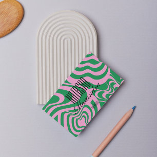 Pink Green Marble Stripe Modern Minimalistic Business Card