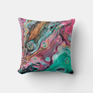 Pink & Green marble  Throw Pillow