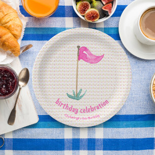 Pink Green Masters Golf Birthday Party Paper Plate