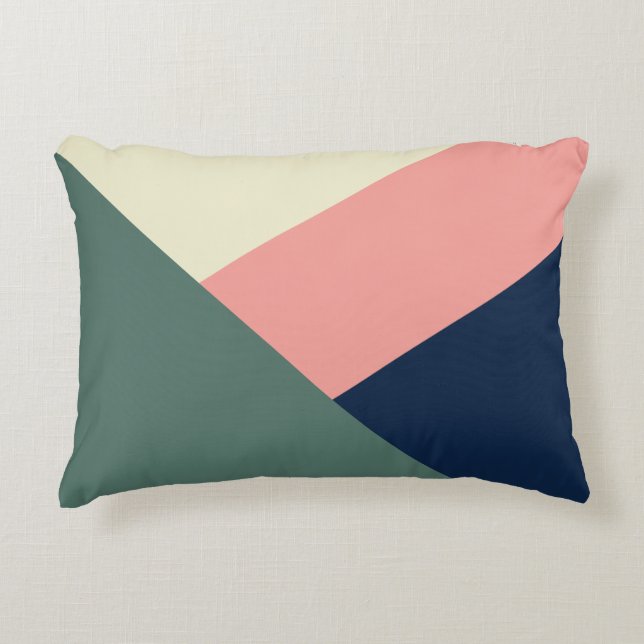 Pink & green modern minimal abstract geometric accent pillow (Front)
