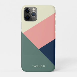 Pink & green modern minimal abstract geometric iPhone 11 pro case